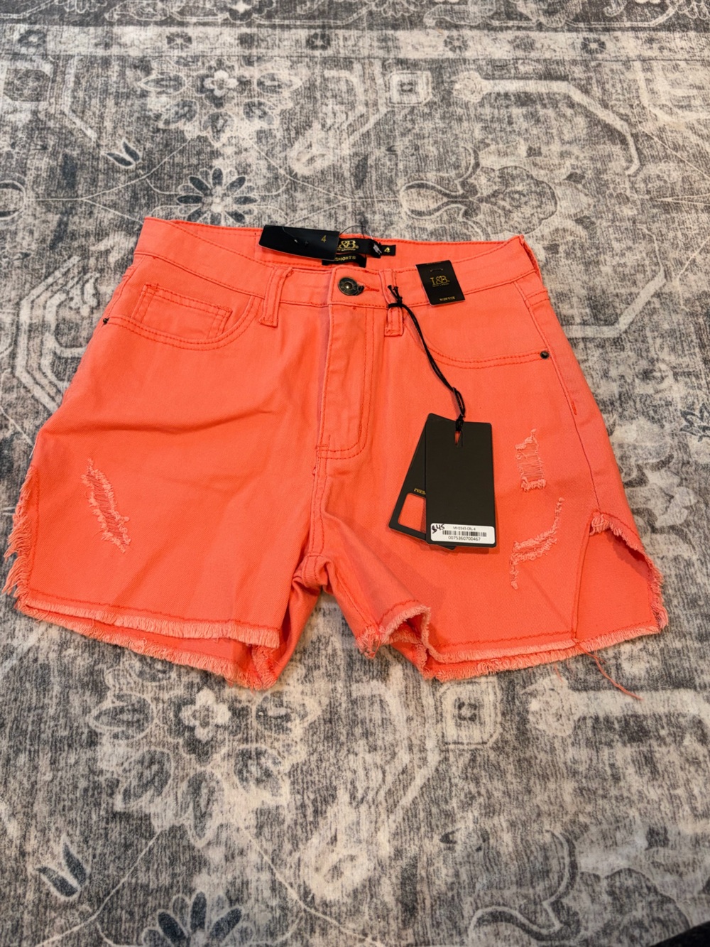 L&B Vibrant Coral Distressed Jean Shorts